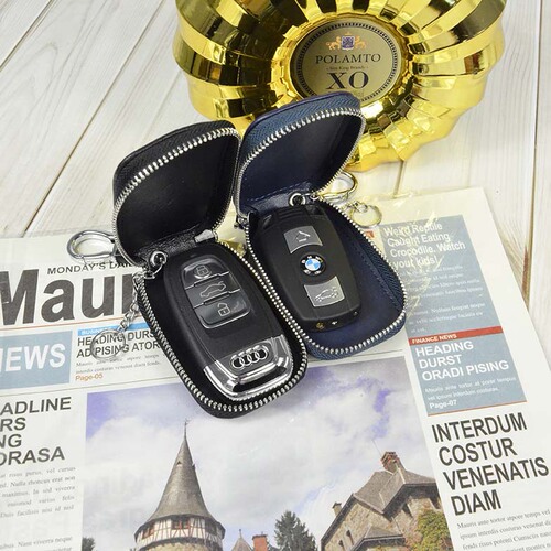 First layer cowhide car remote control key bag rhombus car key protective cover universal genuine leather manufacturer wholesale