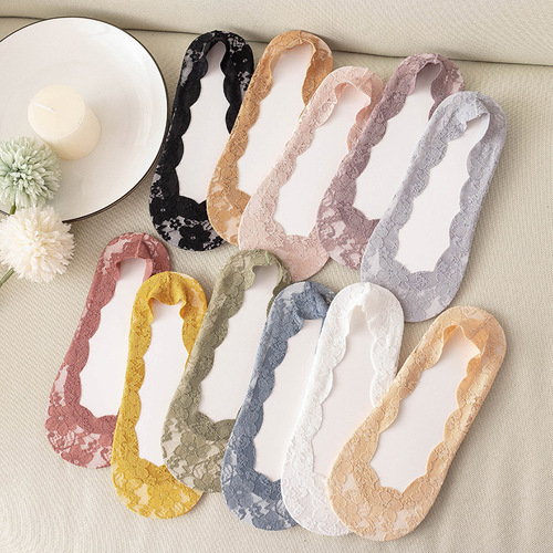 Very good quality women's lace invisible socks silicone non-slip shallow mouth women's socks Korean style sweet socks