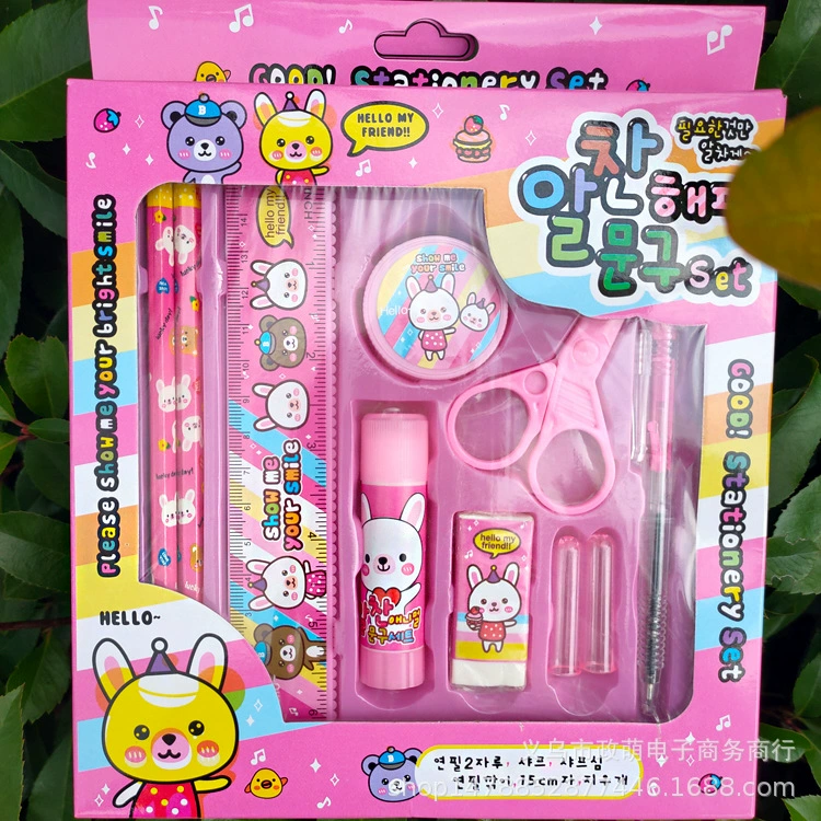 Детская карандашная линейка из десяти предметов канцелярский костюм школьники детские сады ученики начальной школы учебные принадлежности небольшие подарки призы оптом