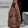 USB line chest bag men's leisure boys oblique cross -bag solid color leather noodle men's bag foreign trade new cross -border tidal bag men's model