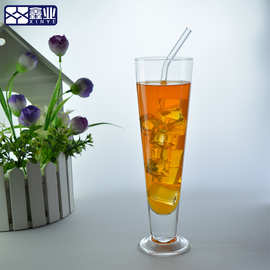 现代简约 玻璃饮料杯 奶茶店专用果汁杯柠檬茶杯鸡尾酒杯可印LOGO