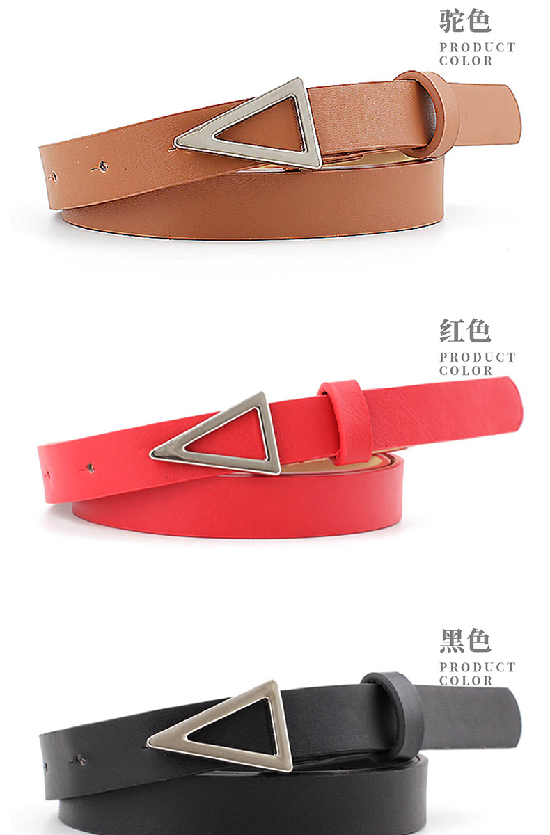 Korean Fashion Hot Sale Models Silver Triangle Buckle Snap Belt Women Wild Decoration Candy Color Ladies Thin Belt Nihaojewelry Wholesale display picture 5