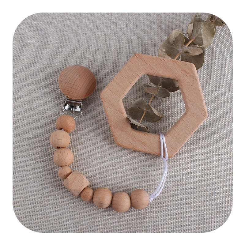 Bebé polígono de haya teether juguete hexagonal teether bebé protección del medio ambiente teether palo DIY Accesorios
