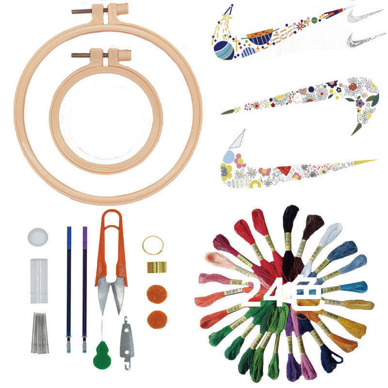 2个绣绷+工具+24色+图纸