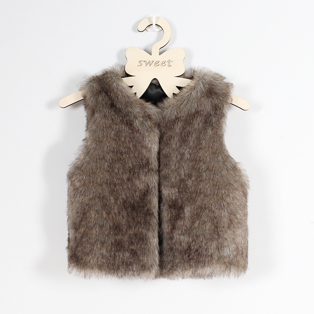 Autumn and winter children's warm fur vest baby fur boy and girl thick coat vest cotton vest