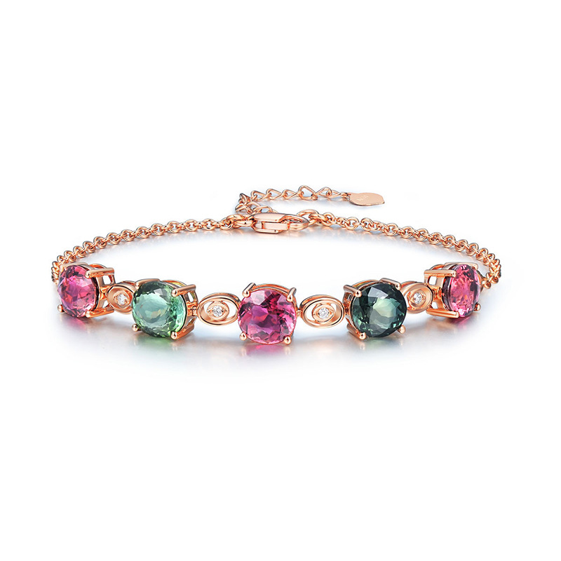 Fashion Square Sterling Silver Inlay Artificial Gemstones Bracelets