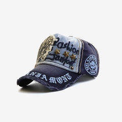 Sun visor hat: European and American-style unisex cap with rivets, casual lettering, and vintage-inspired design—perfect for outdoor wear.