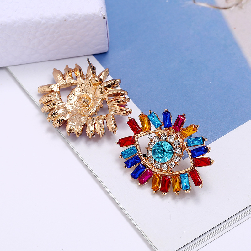Alloy Material Fashion Eye Diamond Alloy Artificial Gemstones Earrings