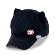 秋冬季新款女士毛絨帽明日香 黑色貓耳帽子含徽章 新世紀福音戰士