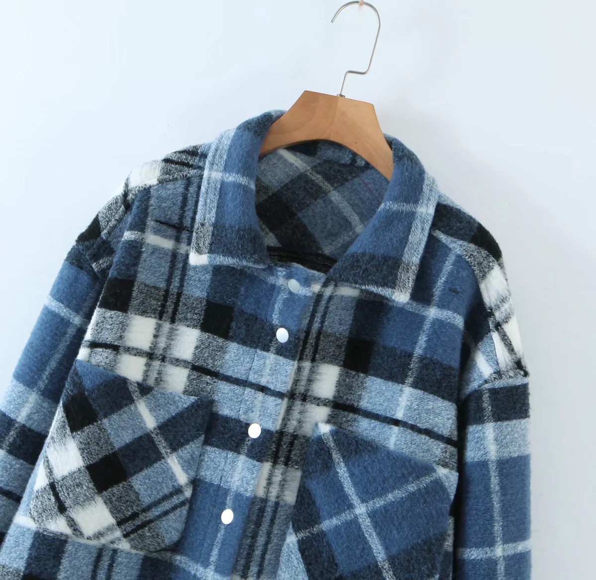 Camisa a cuadros de lana gruesa para mujer otoño e invierno nueva camisa de manga larga con solapa suelta NSAC13879