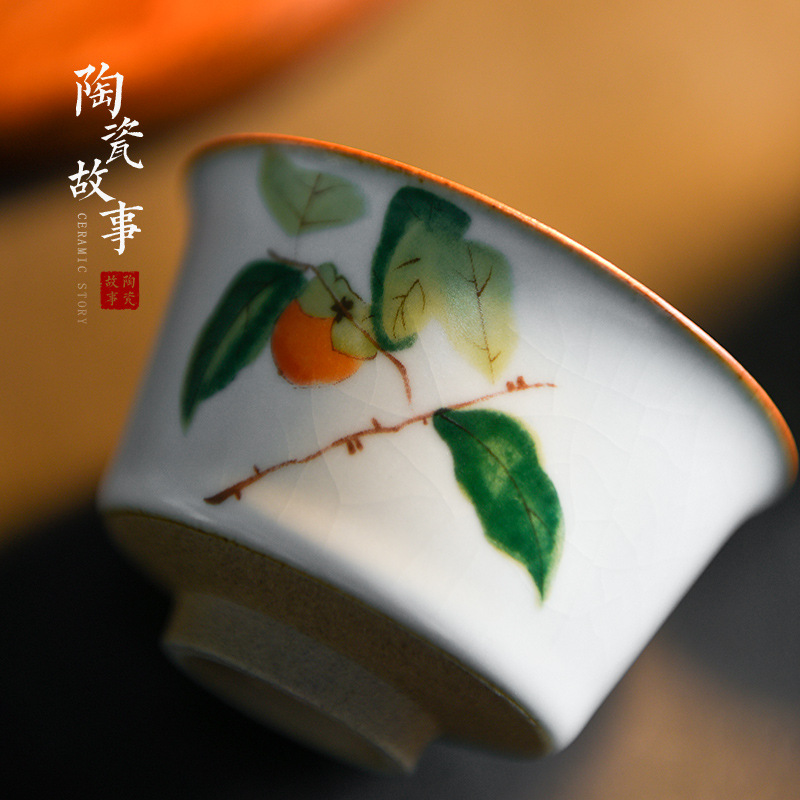 Home Furnishing Kungfu Online teacup ceramics Teacup Tea cup master Ruyao To fake something antique Tea cup Single cup tea set