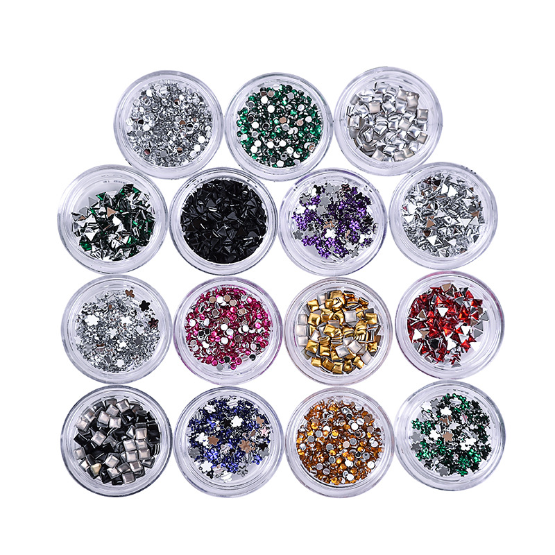 Nail enhancement Jewelry parts Flat bottom Shaped Diamond Patch Aluminum Nail enhancement DIY colour Stick drill mobile phone diy Shaped Diamond