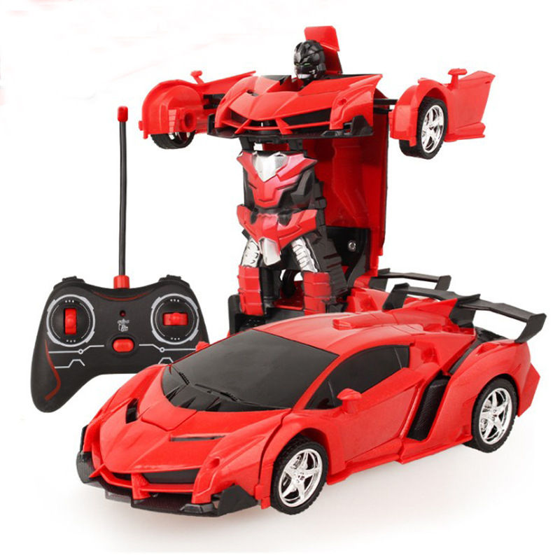跨境玩具电动遥控变形车1:18一键遥控变形机器人 儿童玩具车批发