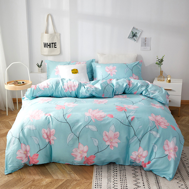 简约床上四件套全棉纯棉床品被套床单宿舍三件套1.5米/1.8m可代发