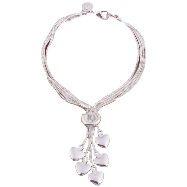 Silver Plated Tai Chi Tassel Hanging Heart Bracelet Necklace Jewelry_voghion.com