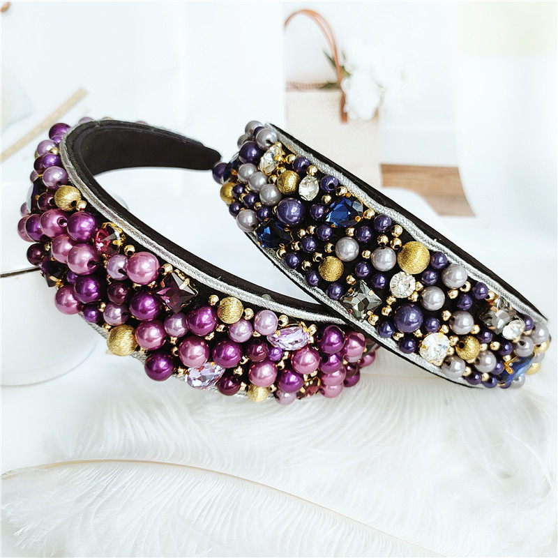 New Exaggerated Pearl Alloy Headband Diamond Geometric Rhinestone Ball Headband Wholesale Nihaojewelry display picture 7