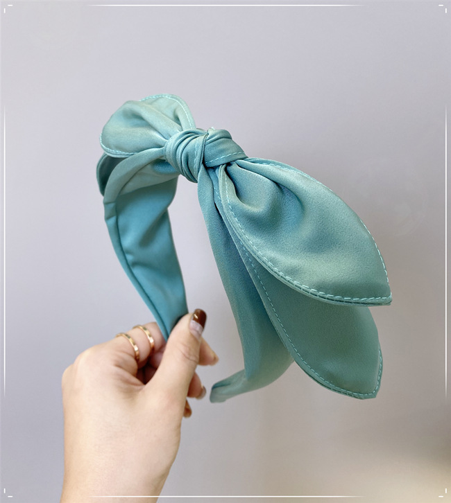 Korean Headband New Solid Color Cute Candy Color Double Bow Tie Fine Satin Headband Nihaojewelry Wholesale display picture 7