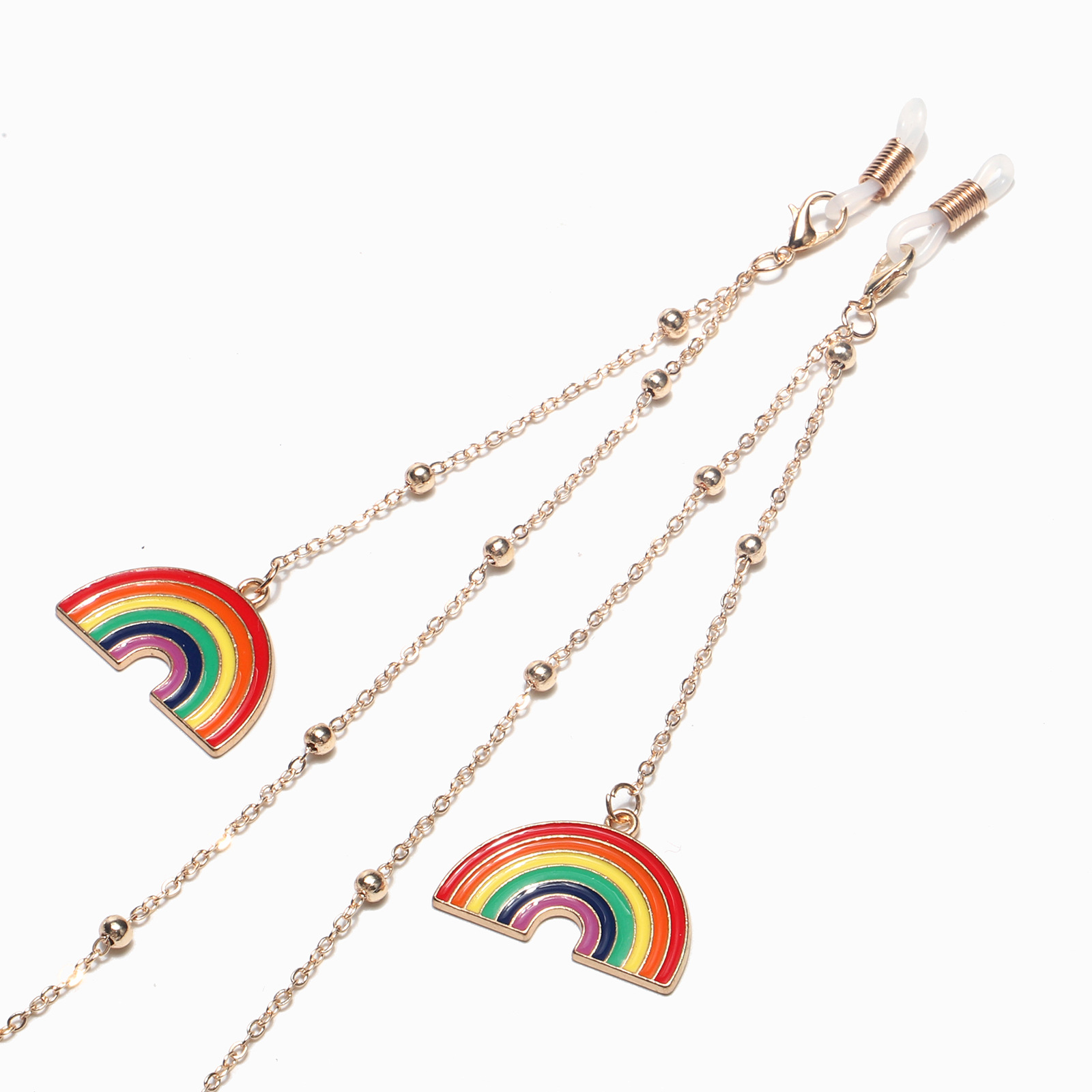 Fashion Simple Golden Rainbow Color Retaining Bead Glasses Chain Metal Chain Wholesale Nihaojewelry display picture 3