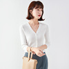 Solid color loose V-neck knitted cardigan Korean knitwear