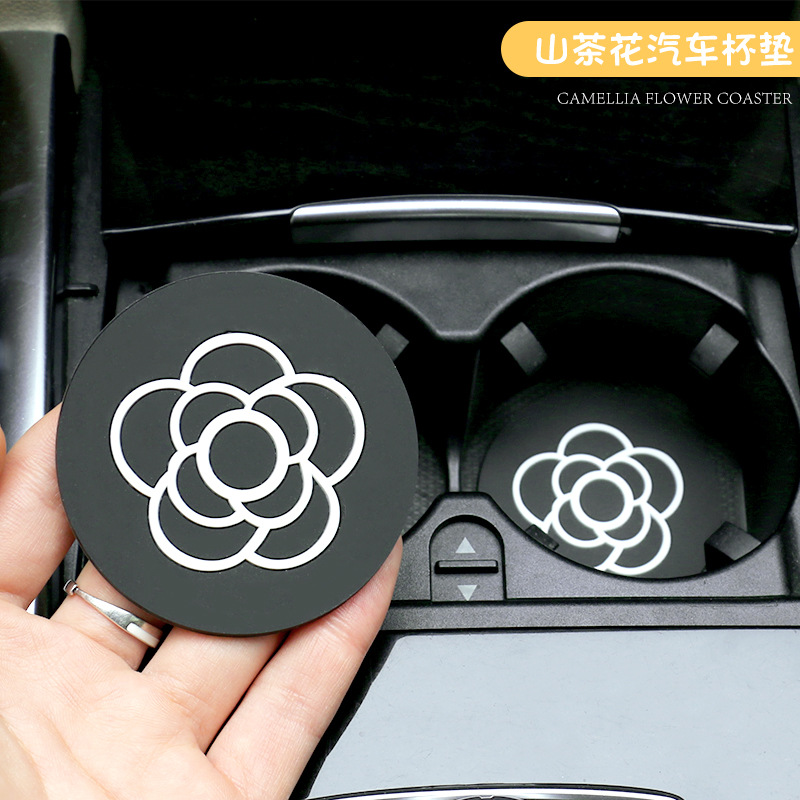 automobile originality Cartoon Water Coaster vehicle Interior trim non-slip mat lovely Camellia decorate automobile Supplies