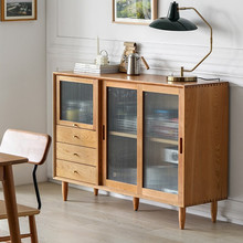 廠家直銷白橡木家具現代簡約廚房儲物櫃櫻桃木櫥櫃北歐實木餐邊櫃