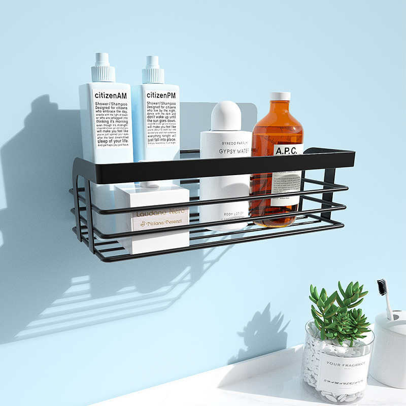 亚马逊热销免打孔浴室置物架卫生间厕所收纳304不锈钢厨房收纳架