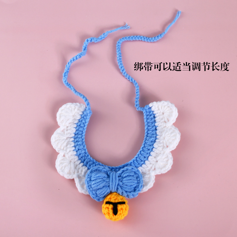 Tejido a mano mascota arco campana gatos perros Cole pato collar collar ping-pong accesorios ajustables