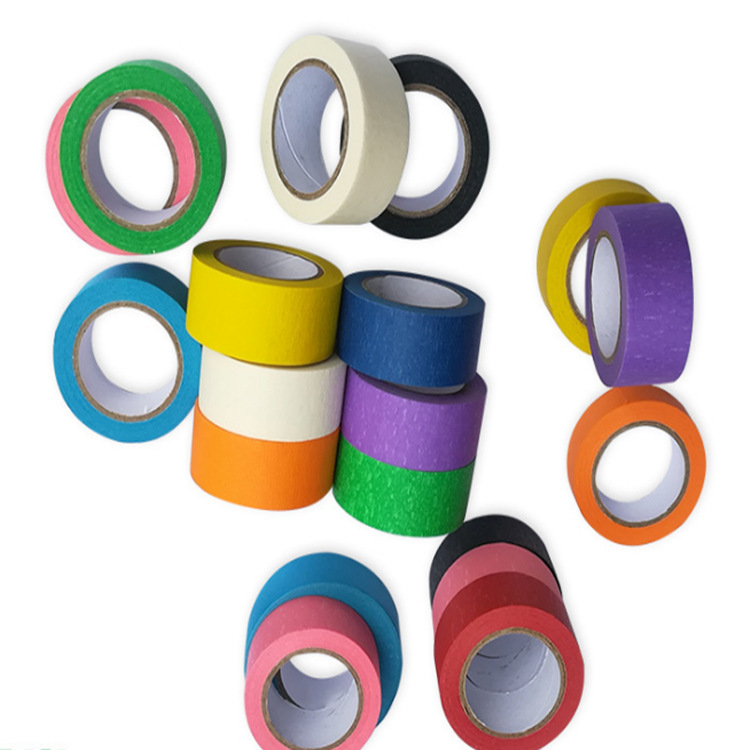 供应彩色美纹纸胶带 装饰喷涂美纹纸胶带 分色带纸易撕皱纹纸胶带