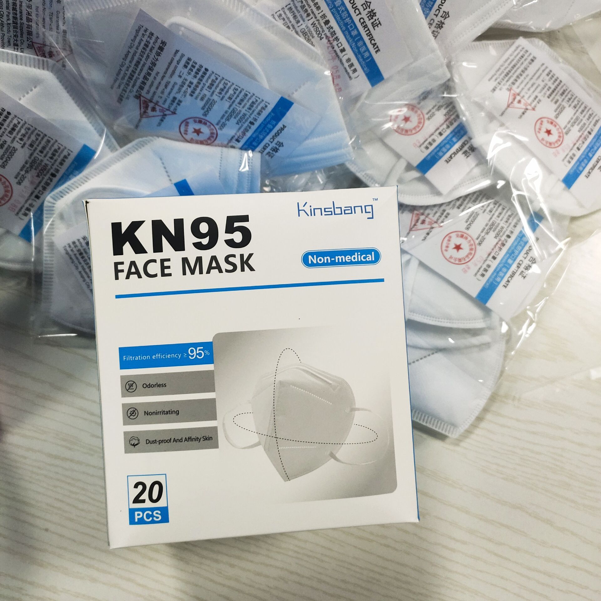 KN95口罩20个一盒无纺布含熔喷布5层防尘透气口罩厂家直销可出口|ru