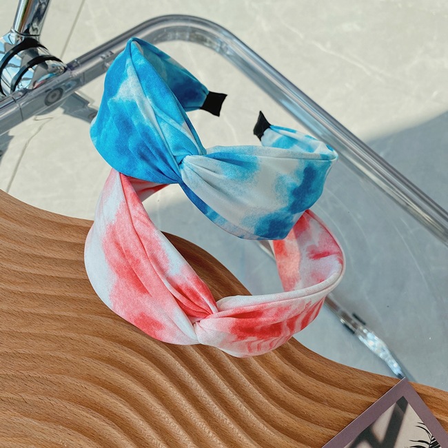 Hot Selling Mode Mittelkreuz Geknotete Tinte Tie-dye Stoff Stirnband display picture 7