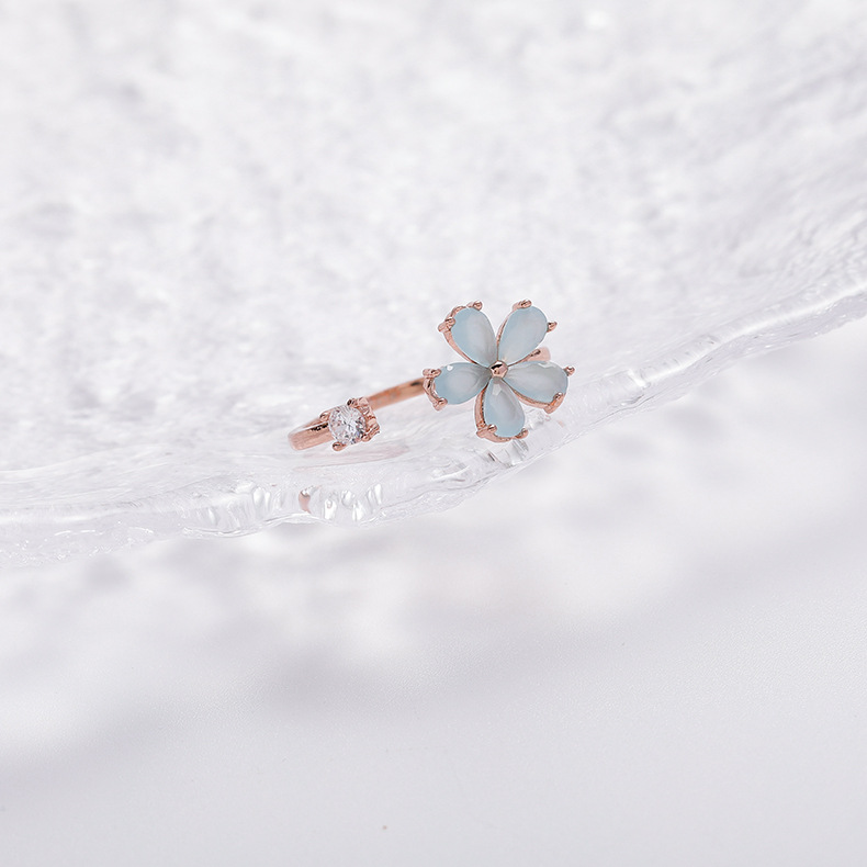 Korea fashion diamond crystal zircon flower ring micro inlaid sweet wild love flower ring wholesale nihaojewelrypicture43
