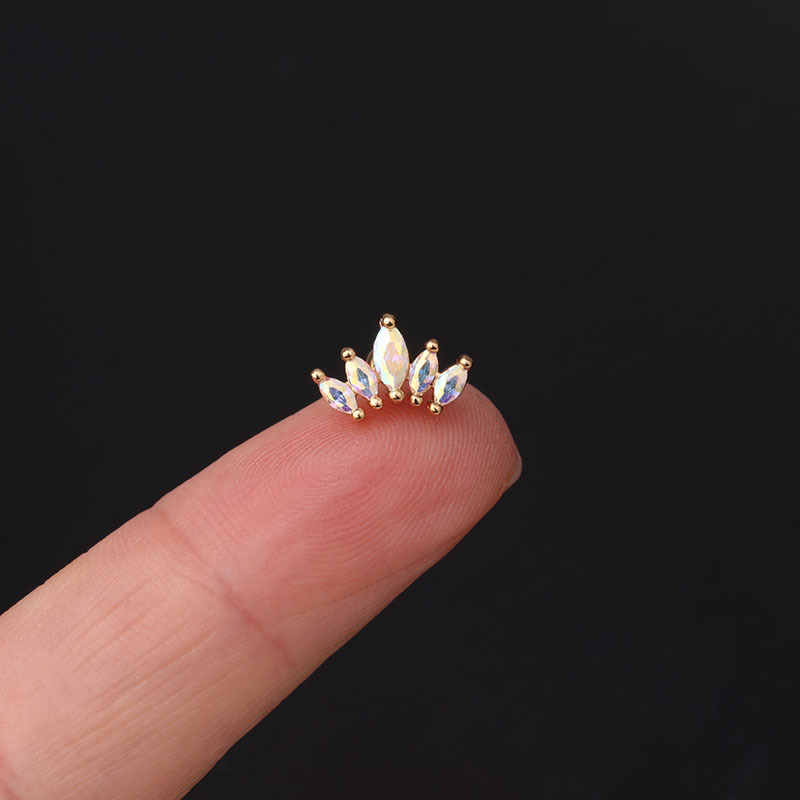 Ear Cartilage Rings & Studs Lady Crown Copper Plating Artificial Gemstones display picture 10