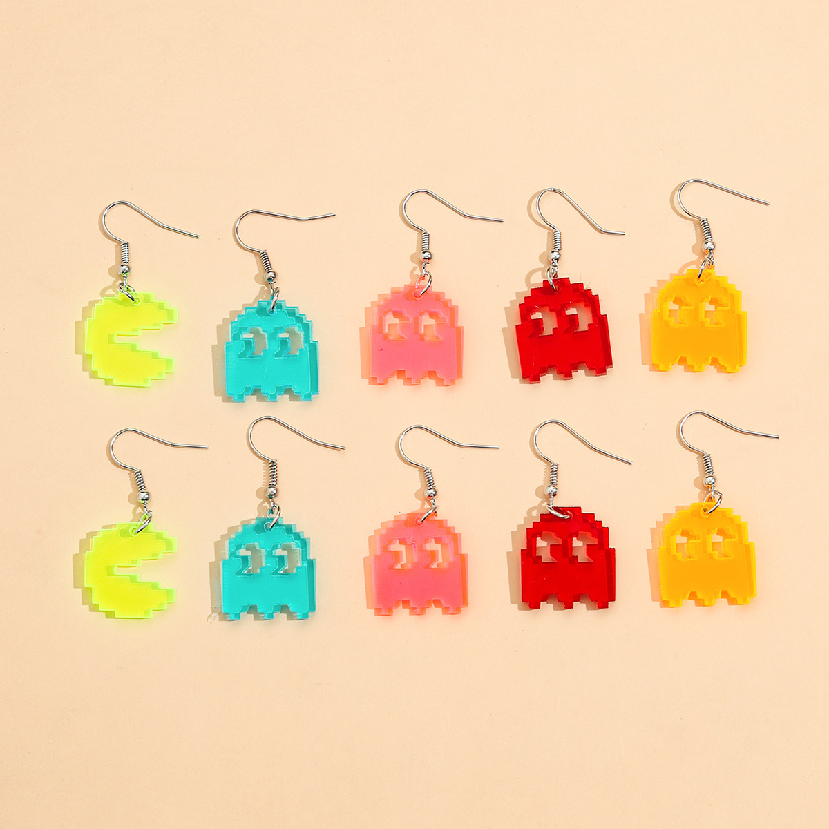 Boucles D&#39;oreilles Dessin Animé Fluorescent Petit Diable 5 Paires display picture 1