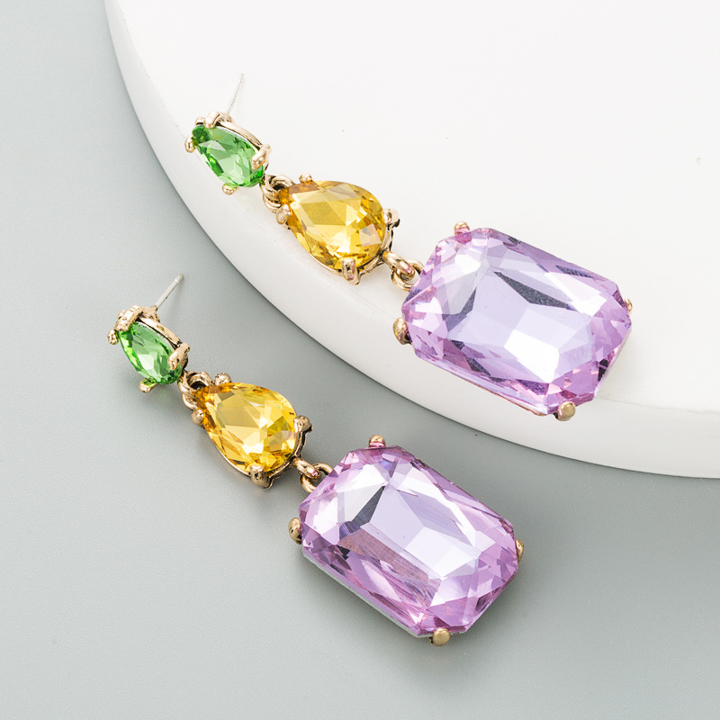 Fashion Geometric Diamond Alloy Artificial Gemstones Earrings display picture 5