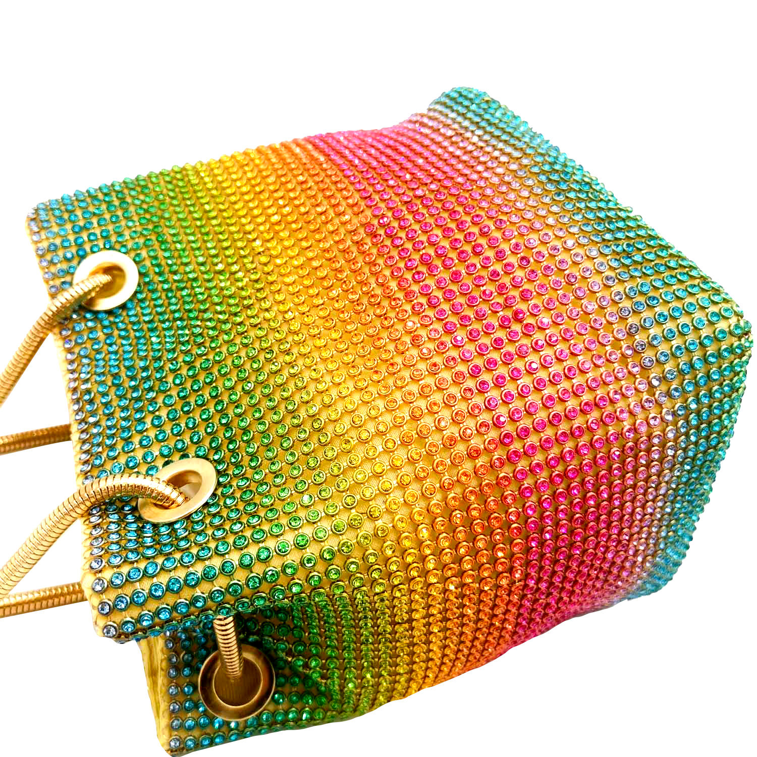 Esstasche Rainbow Mesh Diamond Bucket Bag Strass Partytasche display picture 6