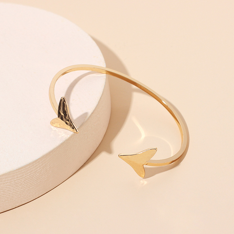 9g Weight Wedding, Travel, Birthday, Festival Occasion Women'S Gender Gold, Silver Color Open Arrow Pure Copper Metal Bracelet 5