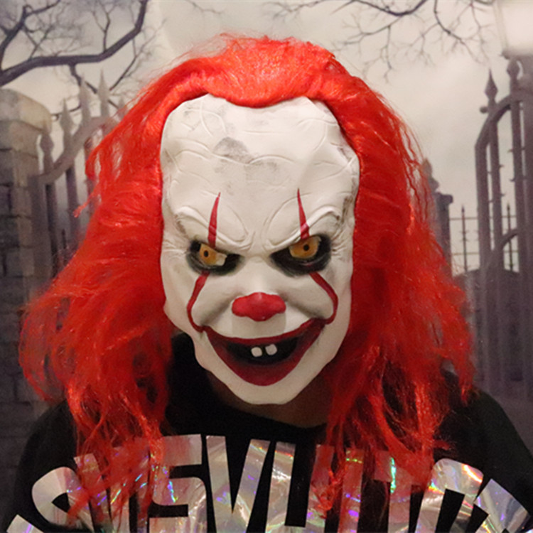 Halloween horror payaso alma máscara sombrerería nuevo pelo rojo payaso máscara ventas directas de fábrica Amazon Venta caliente