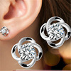 Fashionable shiny platinum earrings, Korean style, European style