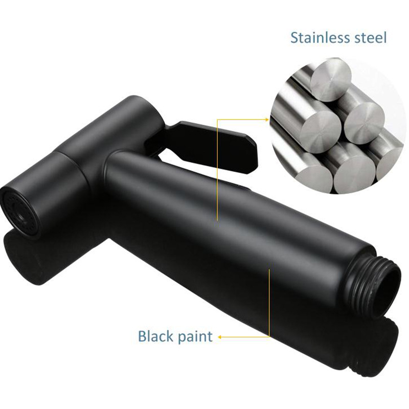 Cross-border manufacturer 304 stainless steel black baked paint spray gun for women's washers, black toilet spray gun set, toilet companion undefined