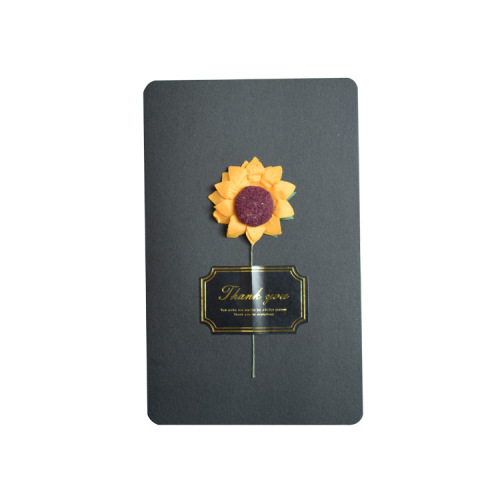 Handmade DIY Greeting Card Sunflower Artificial Flower Retro Blank Leather Card Father's Day Teacher's Day Greeting Card