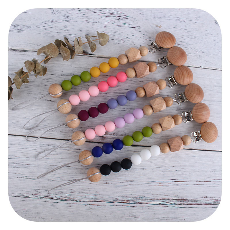 Seguridad del medio ambiente de silicona chupete cadena mordedor palo Bebé Beech octogonal cuentas de silicona juguete mordedor pulsera