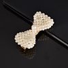 Woven hair accessory handmade, hairgrip from pearl with bow, hairpins, Korean style, internet celebrity, simple and elegant design