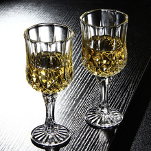 复古雕花高脚葡萄酒杯玻璃厂家批发定制晶白料水晶玻璃欧式红酒杯