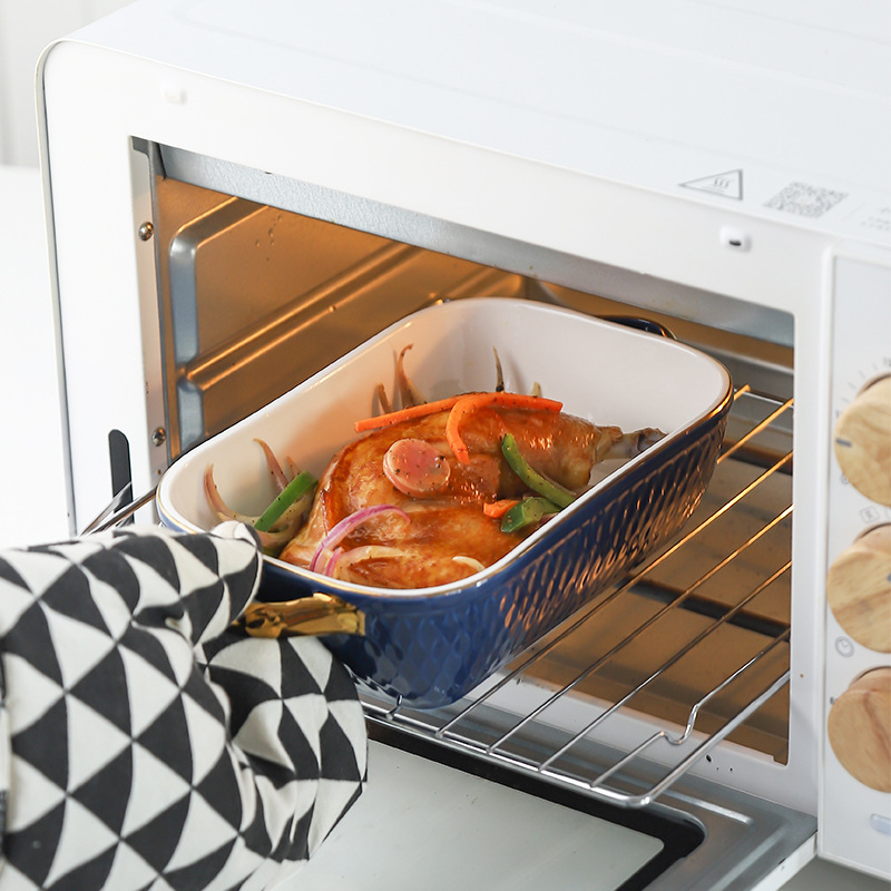 Nórdico binaural pan cerámica creativa borde dorado queso Placa de arroz al horno plato occidental ensaladera horno microondas horno placa tazón