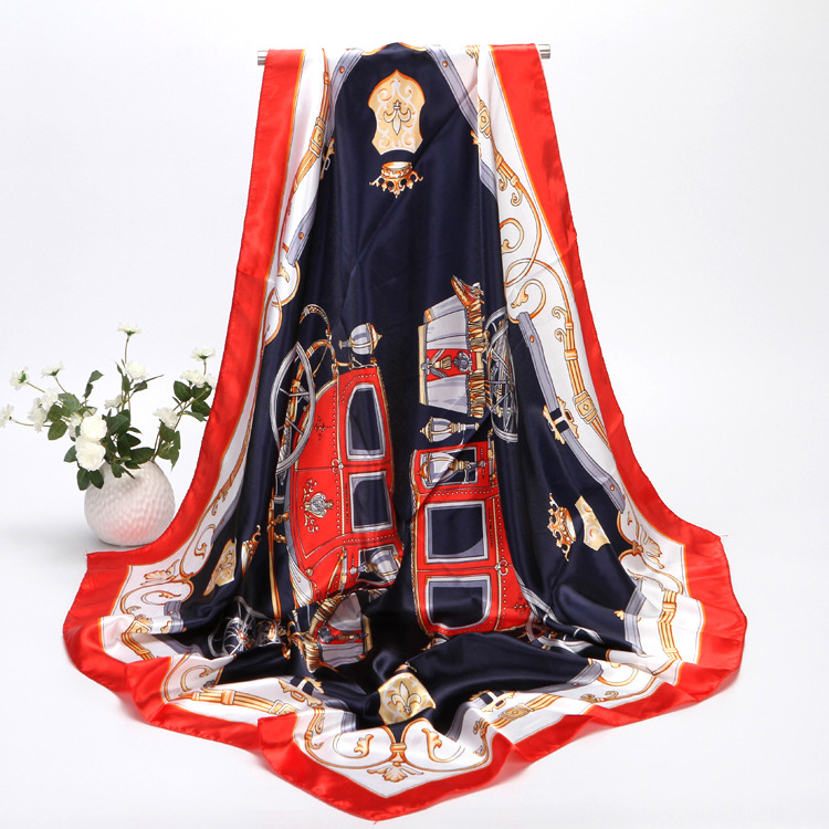 Pañuelo de satén estampado para mujer pañuelo cuadrado de seda_voghion.com