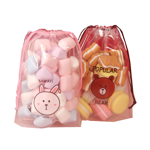 Cartoon headband rubber band packaging bag cosmetic underwear socks transparent drawstring pocket towel skin care product drawstring bag