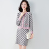 Fashion temperament two piece plaid sweater and skirt set