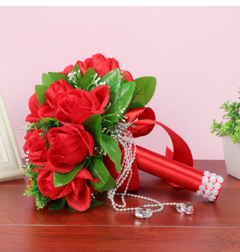 Fashion Simple Bridal Wedding Simulation Rose Bouquet display picture 3