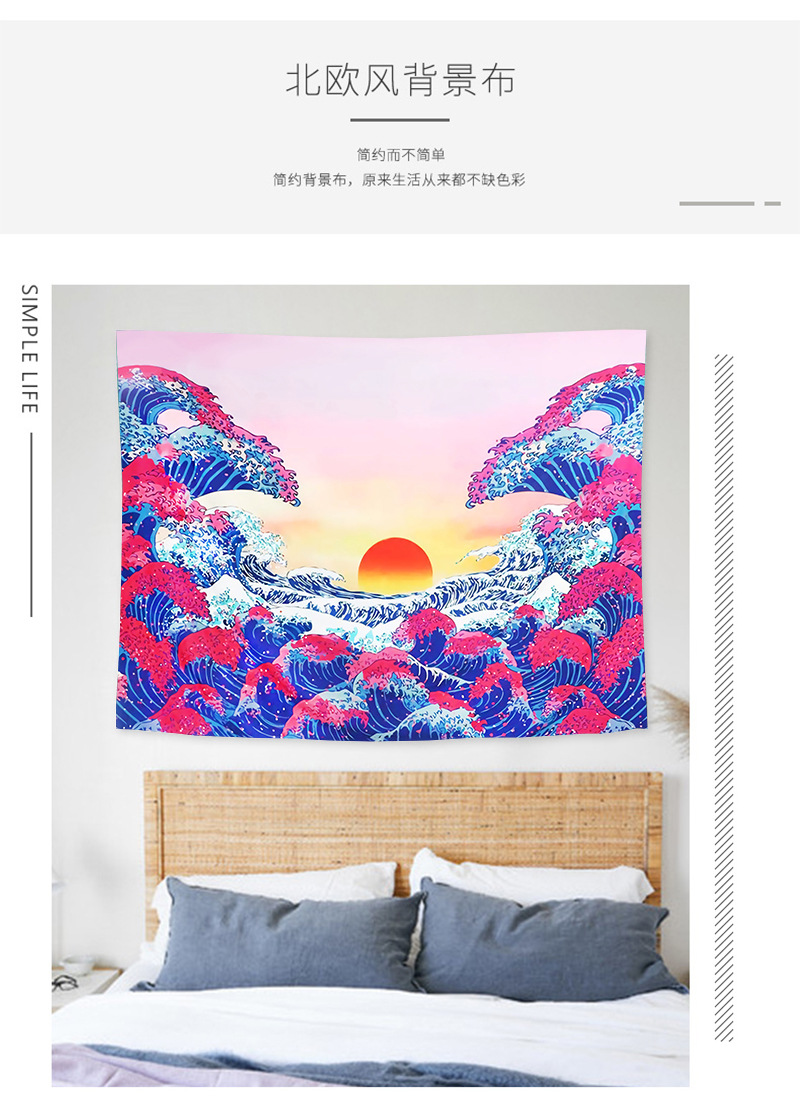 Fashion Kanagawa Surf Ukiyo-e Wave Painting Background Tapestry Wholesale Nihaojewelry display picture 3