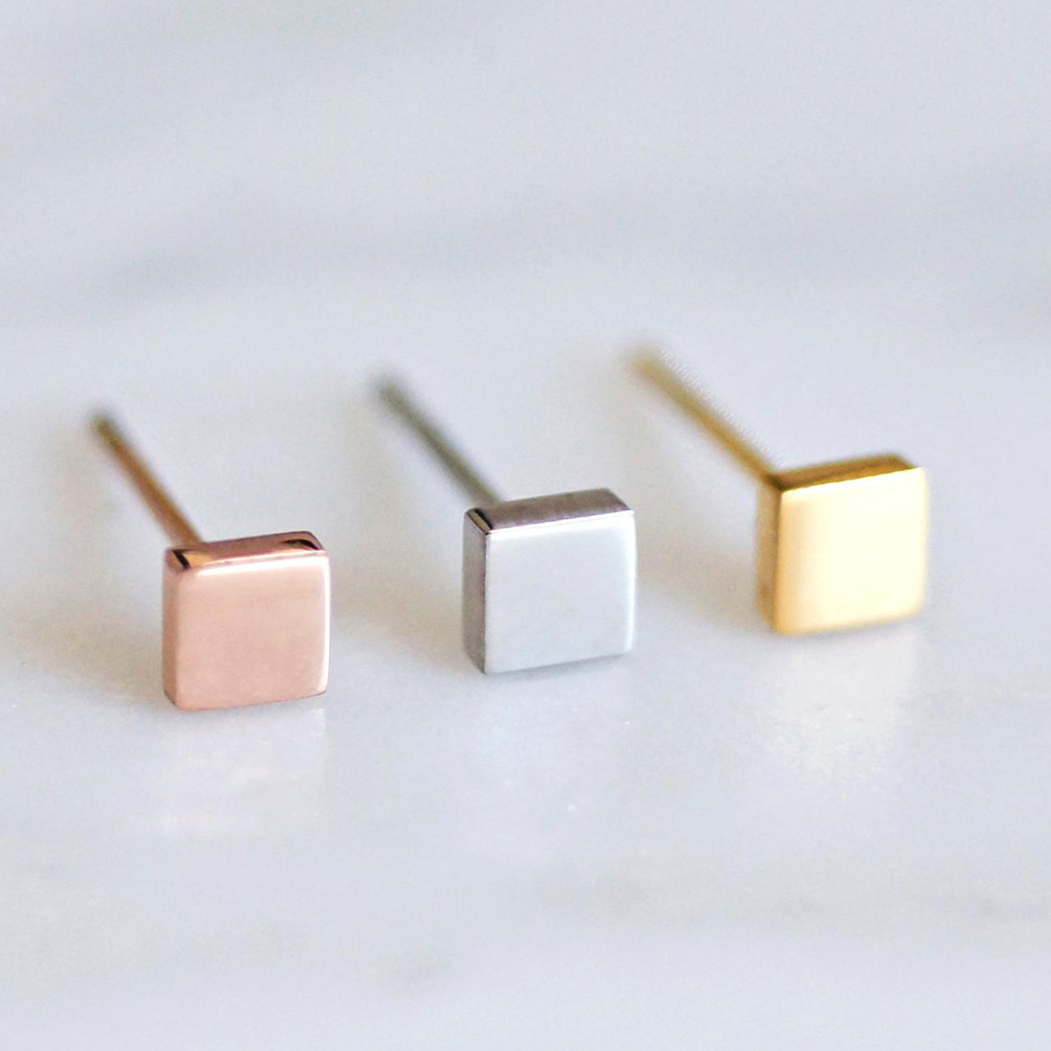 Korean New Square Jewelry Simple Stainless Steel Geometric Square Earrings display picture 1